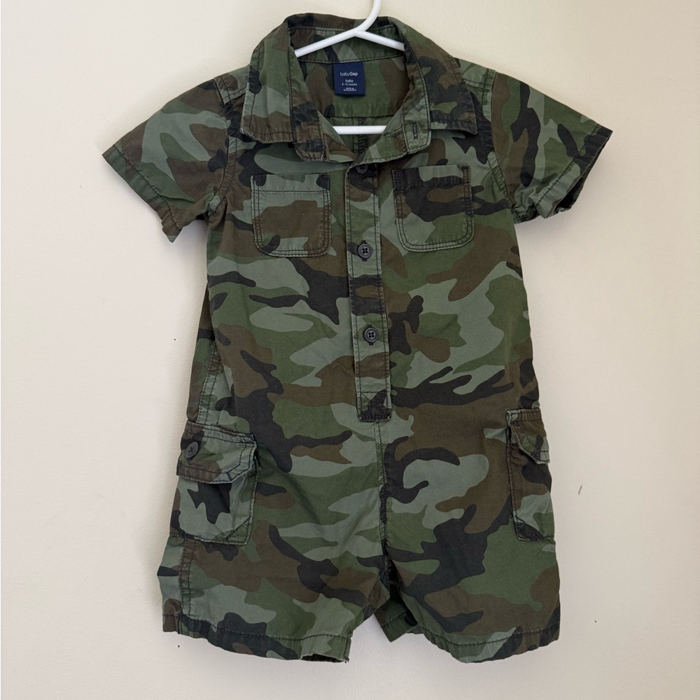 GAP Boys' Green Camo Short Romper